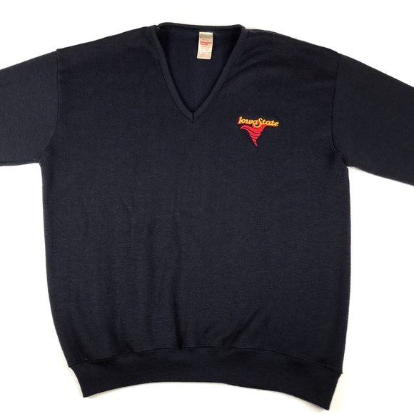 Vtg Collegiate Pacific Unisex Iowa State V-Neck Sweater Sz XL - Picture 3 of 12